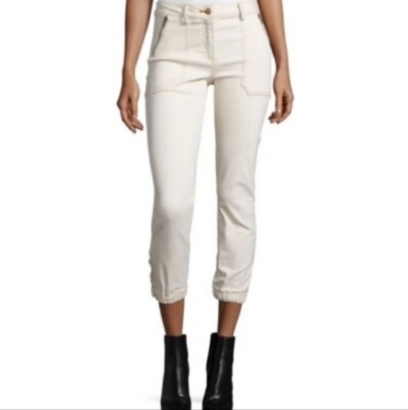 Veronica Beard Womens Cardiff Jogger Jeans Sz 4 Ecru Cream Denim Stretchy Casual